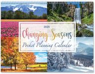 2025 Changing Seasons Big Grid Pocket Wall Calendar, 12-Inch x 9-Inch Size Closed, 18-Inch Size Open, Monthly Storage Pockets,Large Bookstore-Quality, Spiral-Bound Hanging Monthly Calendars for Kitchen & Office, by Current