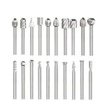 Bestgle 20pcs 3mm(1/8") Shank HSS Rotary Cutting Burrs Router Bits Milling Cutter Set Fit for Rotary Tools for DIY Woodworking, Carving, Engraving, Drilling，20Sizes