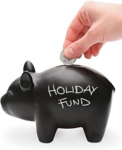 Piggy Bank Chalk Board Piggy Bank & Money Box | Coin Jar Desk Accessories Or Black Board Piggy Bank for Kids | Funny Gifts for Men & Women | Money Bank Pig Gifts | Black - by Luckies