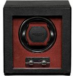 ROTHWELL Single Watch Winder for Automatic Watches with Quiet Motor with Multiple Speeds and Rotation Settings (Black/Red)