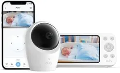 eufy Baby Monitor E20 with 2K Camera, Hybrid Wi-Fi and No Wi-Fi Connection, App and Monitor Control, Ultra-Clear Night View, Pan-Tilt, 4× Zoom, Portable Camera with Built-In Battery, ANR, Smart Alerts