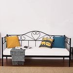 Day Bed Solid Metal Bed Frame 3ft Single Bed Sofa Guest Bed Sustainable Daybed (Black, Daybed)