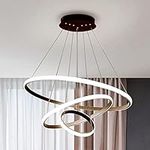 Modern LED Chandelier, 50W Round LED Pendant Light, Metal Chandelier Contemporary Ceiling Light, 3 Rings Pendant Light for Dining Room Kitchen Living Room Bedroom Bar (White Light)