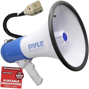 Pyle Megaphone PA Bullhorn Speaker - Built-in Siren 50 Watts Rechargeable Battery- 10 Sec Record Function for Football Baseball Basketball Cheerleading Fans Coaches or for Safety Drills - (PMP59IR)