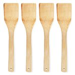 Joeji's Kitchen Set of 4 Bamboo Wooden Spatulas | Premium Cooking Wooden Spatula for Home Kitchen | Sustainable Wooden Spatulas for Cooking