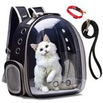 Buraq Astronaut Transparent Pet Carrier Backpack with Leash - for Travel | Hiking | Designed with Breathable Space | Ventilated | Airline-Approved | Sturdy Pad | for Puppies & Cats (Black)