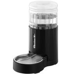 JUNSPOW 4L Pet Water Dispenser with Stainless Steel Bowl, Automatic Gravity Cat Water Dispenser, Visible Window, Safe and Unplugged for Pet, Black