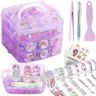 FunBlast Washi Tape Set - 100 Pcs Designer Decorative Masking Tapes with 20 Pcs Kawaii Stickers, Tweezer, Pen and Spatula in 3 Layer Box, Tapes for DIY Art & Crafts, Wrapping (A)