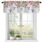 Valances Curtains for Windows, Flying Hummingbirds and Butterflies Flowers Semi Sheer Curtain Valances, Rod Pocket Short Window Treatment Light Filtering Decor Valances for Kitchen Living Room-54"x18"