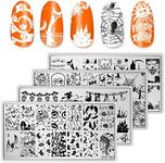 Whaline 4 Pieces Christmas Nail Art Plates and Halloween Nail Art Plates Image Stamp Templates Stamping Kit DIY Print Manicure Salon Design Style 2