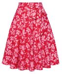 Belle Poque Women Summer Beach Skirt Tropical Casual High Waist Midi Boho Skirts Red Floral S