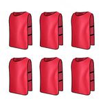 Senston Sports Pinnies 6/12 Pack Scrimmage Training Vests Jerseys Bibs Adult Youth for Football Basketball Volleyball Hockey Red