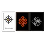 PRASHANT STUDIO Aditya Gift Gallery / 1 Grey karmic wheel with WHITE frame and 2 peice Eternal Or The Endless Knot Poster With Frame For Business Growth/VASTU DOSH/A4 Size/8x12 INCH