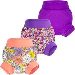 BIG ELEPHANT Baby Swim Diapers 3pcs, Reusable Adjustable Washable Waterproof Swimming Diaper for Boy's and Girl's, 3T