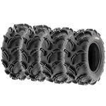 Set of 4 SunF Warrior AT Mud & Trail 25x8-12 Front & 25x10-12 Rear ATV UTV Off-Road Tires, 6 PR, Tubeless A048