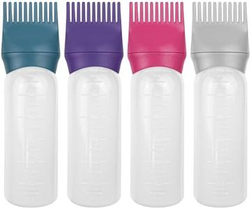 ELANE 4 Pack Root Comb Applicator Bottle,Hair Oil Applicator Bottle for Hair,Oil Comb Applicator Hair Bottle Applicator for Hair Dye Shampoos Hair Salons.6oz (Purple+Grey+Red+Green)