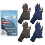 Dr. Arthritis Essentials Arthritis Gloves, Compression Gloves Ideal as Carpal Tunnel Glove, Fingerless Glove Men Women (GreyNavy)