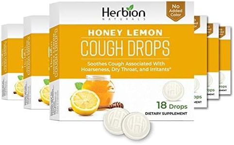 Herbion Naturals Cough Drops with Natural Honey Lemon Flavor, Dietary Supplement, Soothes Cough, for Adults and Children Over 6 Years, 18 Drops, No Artificial Flavor - Pack of 6 (108 Lozenges)