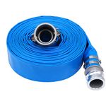 1-1/2" x 100ft PVC Lay Flat Discharge Hose With Aluminum Camlock C & E Fittings, Cam Lock Fitting, Heavy Duty Reinforced Pump Backwash Hose Assembly