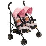 Joie Aire Twin Pushchair | Childrens Double Stroller Pram In Black & Pink | Childrens Baby Doll Stroller Toy Umbrella Fold Stroller | Role Play Toy Dolls Buggy Pushchair | Ages 3+