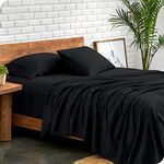 Bare Home Queen Sheet Set - 1800 Ultra-Soft Microfiber Queen Bed Sheets - Double Brushed - Queen Sheets Set - Deep Pocket - Bedding Sheets & Pillowcases (Queen, Black)