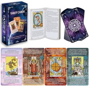 IXIGER Tarot Cards for Beginners with Meanings on Them,tarot cards and book set,Learning Tarot Deck Fortune Telling Game with Keywords, Chakra, Planet, Zodiac, Element, Yes/No, Affirmations.