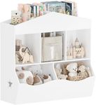 GarveeHome Kids Bookshelf Toy Storage Organizer for Kids Wooden Open Storage Cubby Children Small Bookcase Multifunctional Book Cabinet for Nursery,Playroom,Bedroom,Living Room,White