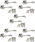 Golden Grace 5 Sets of Twist Astrid Style Modern Chrome Door Handles on Rose with Duo Finish Door Lever Latch Pack