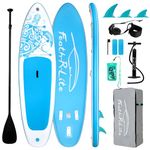 FEATH-R-LITE Stand Up Paddle Board 10'6''x33''x6'' Ultra-Light ISUP with Inflatable Paddleboard Accessories,Three Fins,Adjustable Paddle, Pump,Backpack, Leash, Waterproof Phone Bag
