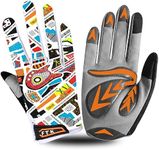 Cycling Gloves Kids Boys Girls Youth Full Finger Pair Bike Riding, Children Toddler Touch Screen Mountain Road Bicycle Warm Cold Weather Gel Padded, Color Blue Orange Age 2-11 (Red, Small)