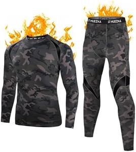 Muezna Men's Thermal Top and Bottom Set Underwear Long Johns Base Layer with Soft Fleece Lined Camouflage