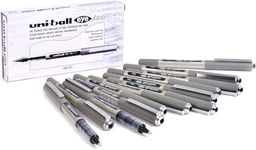 uni-ball UB-157 Eye Rollerball Pens. Premium Fine 0.7mm Ballpoint Tip for Super Smooth Handwriting, Drawing, Art, Crafts and Colouring. Fade and Water Resistant Liquid Uni Super Ink. Box of 12 Black