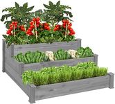 Best Choice Products 3-Tier Fir Wood Raised Garden Bed Planter Kit for Plants, Herbs, Vegetables, Outdoor Gardening w/Stackable & Flat Arrangement, Easy Assembly - Gray