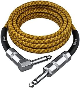 GearIT Audio Instrument Cable Right Angle to Straight 1/4 Inch Male to Male for AMP Cord, Base and Electric Guitar