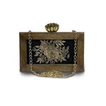 अyashilp Women’s Bridal Ethnic Purse Designer Handmade Rose Embroidery Wooden Clutch Bag