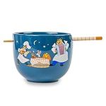 Disney Lady and The Tramp Serenade Ceramic Ramen Dinnerware Set | Includes 20-Ounce Noodle Bowl and Wooden Chopsticks