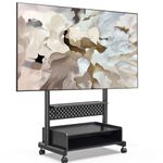 FITUEYES Universal TV Stand on Wheels for 40-85 Inch, Rolling TV Cart Trolley with Wood Cabinet, Tall Mobile TV Floor Stand with Casters,DIY Peg Board & Height Adjustable, Holds 60kg, Black