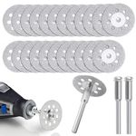 inherited Diamond Cutting Disc Set, 20pcs 22mm Mini Cut Off Wheel with 4 Mandrel for Rotary Tools Gemstones Glass Cutting Disks, Resin Metal Cutting Wheels for Wood Stone Metal Cutting