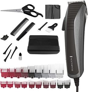 Remington® Easy Fade Haircut Kit, Hair Clippers for Men, Tapered and Standard Fixed Combs, Travel Case Included, Black