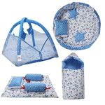 Infantbond New Born Baby All in One Bedding Essential | Baby Bed | Baby Carry Bag | Pack of 10 (Blue Moon)