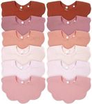 DOSMINE Baby Drool Bibs for Unisex Girls Boys 12 Pack Baby Muslin Bibs for Drooling and Teething Pink
