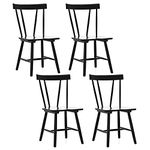 Giantex Set of 4 Windsor Chairs, Rubber Wood Dining Chairs with Spindle Back, Wide Seats, Anti-Slip Foot Pads, Max Load 330 Lbs, Armless Wood Dining Side Chairs for Dining Room, Kitchen, Black