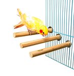 Combo 3 Set Bird Cage Perch Natural Wood Stand Perch for Small or Medium Parrots,Lovebird,Parakeet Platform Budgie Toys Cages Accessories