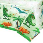 WERNNSAI Dinosaur Party Tablecloth - 1 PC Dinosaur Party Decorations for Party Supplies Plastic Waterproof Tablecloth Disposable Table Cover for Boys Dinosaur Birthday Party 137×274 cm