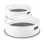 Semlos 2 Packs Turntable Lazy Susan Organizers, 9" and 12" Spice Rack Organisers for Kitchen Organization and Storage, Non-Slip Under Sink Organizers for Pantry, Cabinet, Office, Bathroom