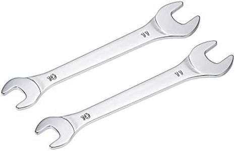 uxcell Thin Open End Wrench, 10mm x 11mm Metric Mirror-Chrome Plated High Carbon Steel, for Household Maintenance and General Repairs, 2 Pcs