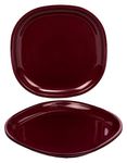 SignoraWare Bpa Free Square Plates for Dinner Lunch Breakfast, Food Grade, Reusable, Full meals Thali (Plastic, 10.7 Inches, Set of 3, Maroon, Dishwasher Safe, Microwave Safe)