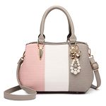 Miss Lulu Designer Handbags for Women Shoulder Bags Top Handle Bags Crossbody Bags Colour Combination (Pink&Grey)