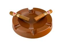 House of Ash Cigar Ashtray for Men, Vintage Accessories for Bar, Home, or Office, Large Indoor and Outdoor Tray, Heavy-Duty Decorative Brown Ceramic, Round