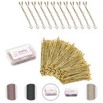 Enselling Hair Grips Pack of 150-5cm - Crimped Blonde Bobby Pins for Women, Girls and Hairdressing Salons -Perfect for Thick, Thin & Curly Hair Styling - Reusable Box (Golden Pack of 150)